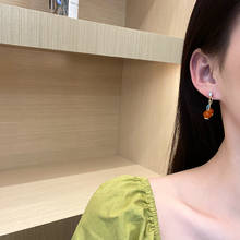 S925 needle Lovely Jewelry Cherry Drop Earrings Hot Selling Clear Crystal Green Glass Orange Bead Earrings  For Youth Girl 2024 - buy cheap