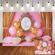 Cenário fotográfico 1 ° aniversário festa rosa princesas papel de fundo para chá de bebê decoração bandeja bolo personalizado w5208 2024 - compre barato