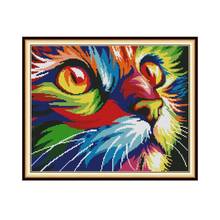 Colorful Cat Joy Sunday Cross Stitch Patterns DMC Floss 14CT 11CT Printed Canvas White Cloth for Needlework Embroidery Kit DIY 2024 - buy cheap