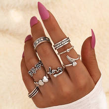 Modyle Bohemian Crystal Rings Set Heart silver Color Rings For Women Fashion Geometric Ring Trendy 2020 Jewelry Gifts Party 2024 - buy cheap