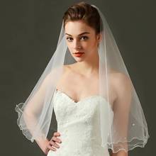 White Bridal Wedding Veils Tulle Pencil Edge 1.2m Pearls Bride Veils One Tier Wedding Accessory 2024 - buy cheap