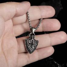 Stainless Steel men's Pendant Necklace Vintage Cross Shield Punk Jewelry 2024 - buy cheap