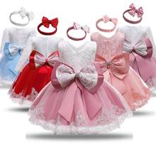 Vestido formal de baile para meninas de 0-2 anos, roupas infantis para noite, vestido elegante, infantil, batismo, adultos, vestido de menina para recém-nascidos 2024 - compre barato