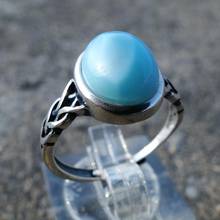 925 Sterling Silver Wholesale Antique 6x8 MM Oval Shape Blue Natural Larimar Rings For Engagement 2024 - buy cheap