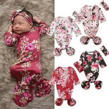 PUDCOCO 2Pcs Newborn Baby Girl Boy Swaddle Wrap Blanket Floral Sleeping Bag+headwear Outfit Set 2024 - buy cheap