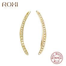 ROXI Career Crystal Scimitar Stud Earrings for Women Crescent Moon Earing Jewelry 925 Sterling Silver Unusual Earrings Piercing 2024 - buy cheap