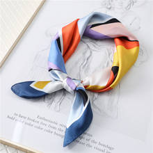 Women Silk Neck Scarf Square Hair Band Fashion Geometric Print Foulard Summer Neckerchief Office Lady Headband Bandana 2024 - buy cheap