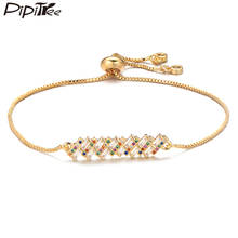 Pipitree Zircons Jewelry AAA Princess CZ Zircon Crystal Tennis Bracelet Long Square Geometric Charm Bracelets for Women Wedding 2024 - buy cheap