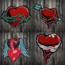 Embroidery patch Embroidered patches embroidery Red Heart ceo-friendly handmade 3D iron on patch for clothing jeans patches 2024 - buy cheap