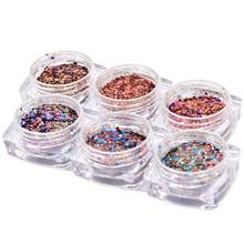 6 Color Glitter Nail Art Acrylic Nails Powder, Mixed Polish Chunky Sequins Iridescent Flakes Ultra-thin Paillette Sparkles sets 2024 - buy cheap