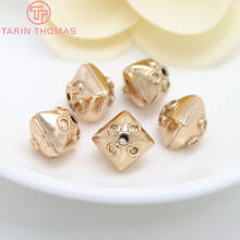 4PCS 10x10.5MM 24K Champagne Gold Color Plated Brass Square Spacer Beads Bracelet Beads High Quality Jewelry Accessories 2024 - buy cheap