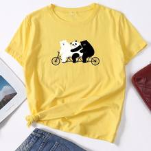 Camiseta de algodón con estampado de osos de bicicleta para mujer, Blusa de manga corta con estampado de dibujos animados, talla grande 5XL 2024 - compra barato