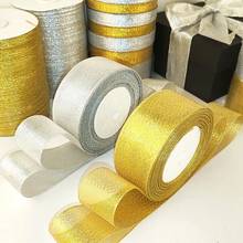 25yards Gold/Silver Organza Ribbon Width 10-50mm DIY Handicraft accessories tapes For Wedding Supplies Cake Gift Decoration 2024 - buy cheap