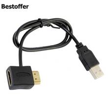 Cable de ordenador 1080P USB 2,0 HDMI macho a hembra adaptador extensor fuente de alimentación 0,5 m 2024 - compra barato