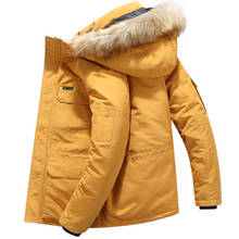 Мужская зимняя парка, Повседневная теплая Толстая куртка с капюшоном и меховым воротником, мужской пуховик, ветрозащитное пальто размера плюс 6XL 2024 - купить недорого