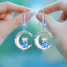 Pendientes colgantes de plata esterlina 925 para mujer y niña, aretes con personalidad del zodiaco, buey, Luna, regalo de fiesta, SY1083, nueva moda coreana 2024 - compra barato