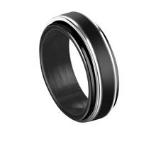 8mm Rotatable Black Stainless Steel Rings For Men Double Layered Spinner Finger Rings Wedding Band Male Punk Comfort Fit Jewelry 2024 - buy cheap