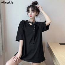 Solid T-shirts Women Patchwork Korean Style Chic Trendy Gothic Harajuku All-match College Students Teenagers Summer Slim Lady 2024 - buy cheap