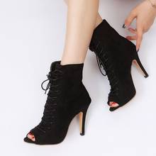 Open Toe High heel women's summer boots Roman style autumn ankle boots Lace-Up Suede fashion high heel boots 34-43 2024 - buy cheap