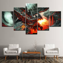5 Panel HD Poster Fire Dragon Canvas Print Painting Home Decor Wall Art Picture on Canvas For Living Room Modular Picture 2024 - buy cheap