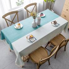 New Two-tone Decorative Linen Tablecloth With Tassel Waterproof Oilproof Thicken Rectangular Wedding Dining Tea Table Cloth 2024 - buy cheap