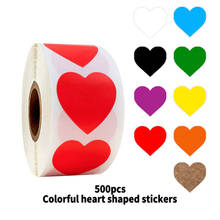 Adesivos de etiqueta colorida cromada, rolo de 500 peças com etiquetas coloridas em forma de coração de 1 polegada, material de escritório para professor, adesivos de papelaria 2024 - compre barato