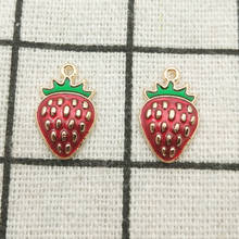 10pcs enamel strawberry charm jewelry accessories earring pendant bracelet necklace charms zinc alloy diy finding 11x16mm 2024 - buy cheap