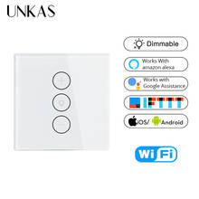 UNKAS Tuya Smart Life WiFi Dimmer Light Switch APP Remote Control Work With Alexa And Google Home IFTTT Crystal Glass Panel 2024 - buy cheap