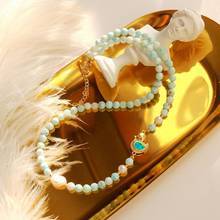 Lii Ji Genuine Larimar Baroque Pearl Lab-Created Duck Charms Delicated Handmade Necklace 2024 - buy cheap