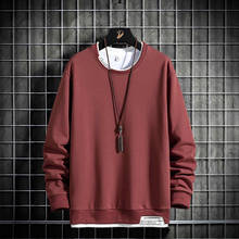 Sudadera con capucha para hombre, suéter informal de Color sólido con cuello redondo, ropa de calle holgada Harajuku, Tops de primavera, novedad de 2021 2024 - compra barato