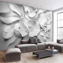 Flor de relieve 3D atmosférica Simple personalizada para murales, decoración de pared de fondo para sala de estar, dormitorio, papel tapiz de tela impermeable 2024 - compra barato