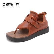 XMWRLW-Sandalias de gladiador de cuero genuino para mujer, zapatos de verano hechos a mano, 2020 2024 - compra barato