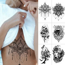 Tatuaje temporal impermeable para hombres y mujeres, pegatina de encaje para el pecho, Henna, Mandala, tatuajes Flash, Lobo, diamante, flor, arte corporal, tatuaje falso para brazo 2024 - compra barato