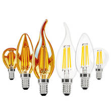 Lâmpada de filamento de led e14 retrô, lâmpada led de vela vintage c35 g45 para iluminação de candelabro ac220v e27 2024 - compre barato