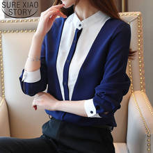 Office Ladies Shirts 2021 Fashion Women Chiffon Blouses Long Sleeve Stand Collar Women Tops Casual Slim Women Clothing 6378 50 2024 - buy cheap