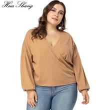 Autumn Winter Blouse Women V Neck Long Sleeve Solid Casual Blouse Plus Size Loose Oversized Ladies Tunic Tops 2024 - buy cheap