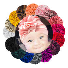 Turbante de terciopelo cálido para niñas, gorros suaves para recién nacidos, gorros elásticos para bebés, accesorios para el cabello, 20 unids/lote 2024 - compra barato