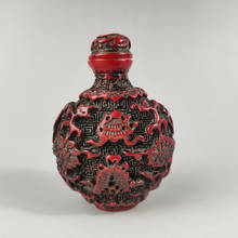 Exquisite Chinese Classical Traditional Craft Collection Home Decoration Gift Red Resin Fish Auspicious Pattern Snuff Bottle 2024 - buy cheap