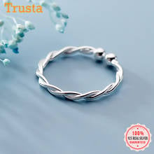 Trustdavis 100% 925 Solid Real Sterling Silver Twist Beads Cocktail Opening Ring Sizable 5 6 7 Girls Kids Xmas Gift DA338 2024 - buy cheap