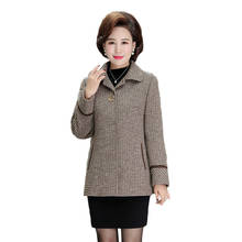 Women's Plaid Woolen Coat Autumn Winter Thick Warm Outwear Middle-aged Female Fashion Short Lapel Lattice Wool Jacket 5XL W2180 2024 - buy cheap