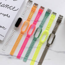 Boorui-pulseira colorida para xiaomi mi band 6, 5, 4, 3, mi band 4, 5 alças de silicone, substituição, transparente 2024 - compre barato