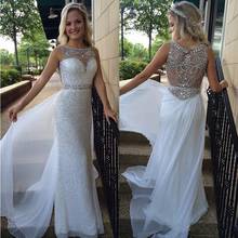 Cheap Ivory Long Sequins Formal Prom lace Evening dresses mermaid tulle imported party Dress floor length gown royal gala 2024 - buy cheap