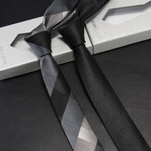 Gravata skinny preta de alta qualidade, gravata de 5cm formal em tecido jacquard de seda natural para homens, presente de festa de casamento 2024 - compre barato