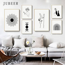 Arte minimalista nórdico para pared, carteles e impresiones de sol, imágenes decorativas de arcoíris, pintura abstracta en lienzo de chica para sala de estar 2024 - compra barato