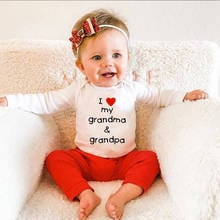 Я люблю бабушку и дедушку, детское боди, милые комбинезоны для новорожденных, Осенние боди с длинным рукавом, детская одежда для мальчиков 2024 - купить недорого