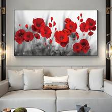 Amapolas rojas, pintura en lienzo, pósteres abstractos e impresiones en el cuadro decorativo de arte de la pared para la decoración del hogar de la sala de estar 2024 - compra barato