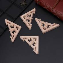 4pcs/set Wood Carved Corner Onlay Applique Unpainted Frame  Cupboard Cabinet Decal For Home Furniture Decor 6x6cm 2024 - buy cheap
