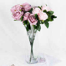 44 см букет роз из шелка искусственные головки цветов для дома, сада, Осенний декор для свадьбы, дня рождения, вечеринки, искусственные цветы, подарки 2024 - купить недорого