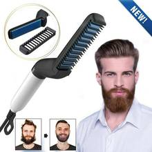 Escova de pentear cabelo elétrica, alisador de barba rápido, alisamento masculino, pente aquecido, boné para homens 2024 - compre barato