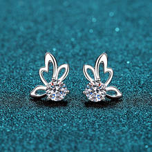 Brincos de moissanite borboleta prata 925, brincos d cor 0.5 quilate, teste de diamante, excelente corte, princesa, pedras preciosas para mulheres 2024 - compre barato